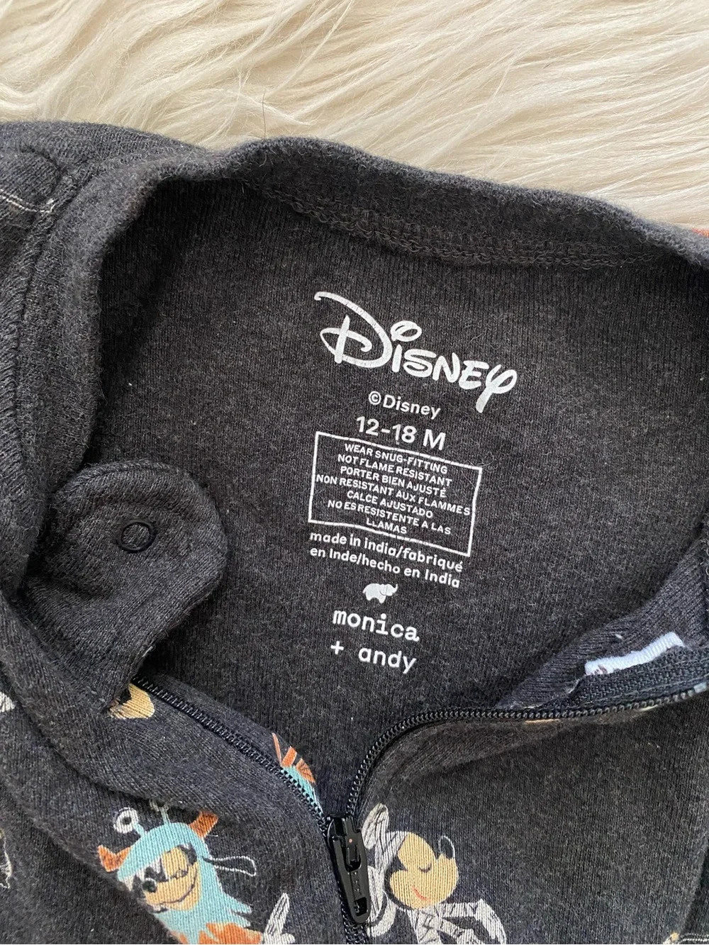 Monica + Andy Disney Mickey Mouse and Friends Halloween Pajama One Piece 12-18M